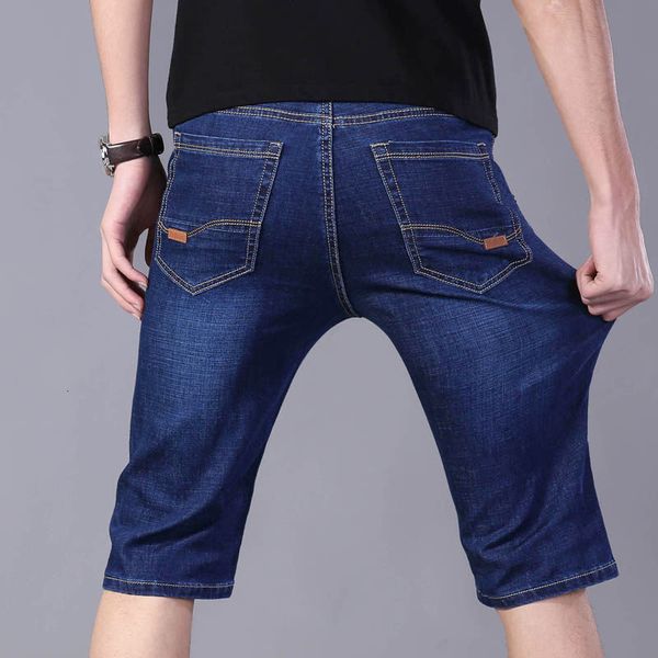 

thin summer denim shorts men straight tube down stretch youth seven in pants five minutes 79ii, White;black