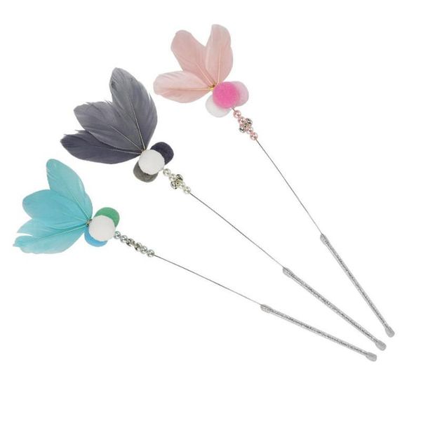 

cat toys funny cats toy feathers teaser with bells pet training interactive sticks supplies