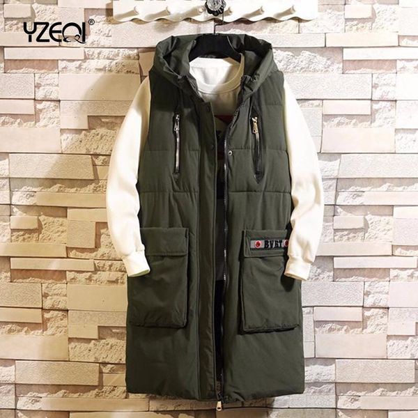 

yzeqi 2021 women thickening vest sleeveless jacket hooded warm long vest winter warm waistcoat female casual zipper windbreaker, Black;white