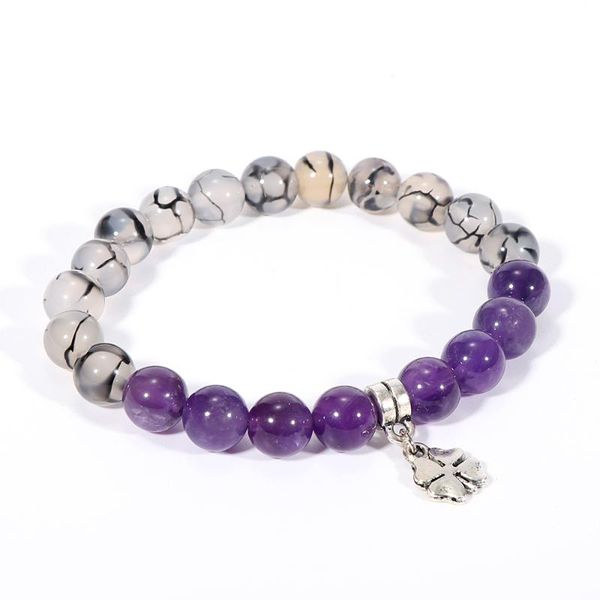 

charm bracelets fashion amethysts pink crystal lucky clover sweat heart bracelet for women young girls boho natural stone jewelry, Golden;silver