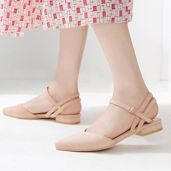 

women pointed sandals fashion buckle toe cap sandals girls point toe belt pump plus size 34 42 mom shoes 17rg#, Black