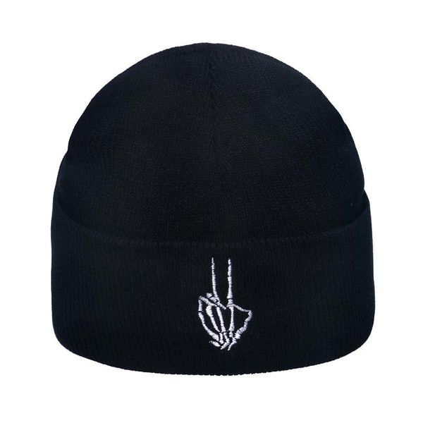 

beanies autumn winter men women warmer bonnet hat skullies skull embroidery acrylic striped knit warm flanging cap r99