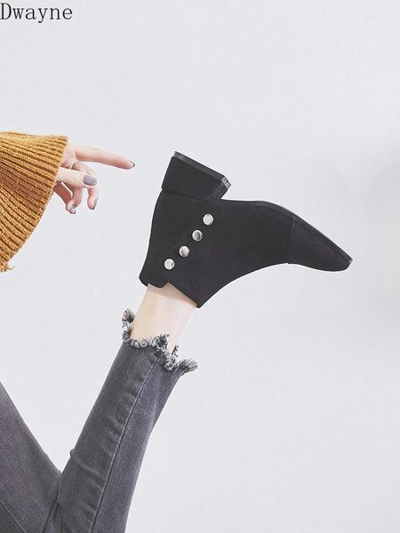 

boots net red thin skinny british wind short models single 2021 autumn wild women's shoes winter11, Black