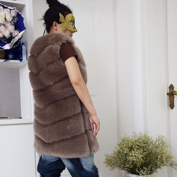 

women's fur & faux 2021 artificial autumn winter grass vest casual coat, Black