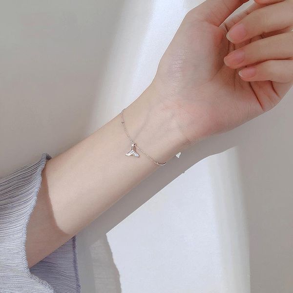 

link, chain mermaid tail bracelet crystal zircon for women adjustable charm fashion korean vintage femme party jewelry boyulige, Black