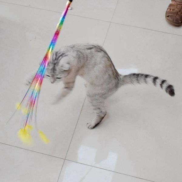 

cat toys multicolored pet set for solving boredom and exercise straps with bell tease wand toy