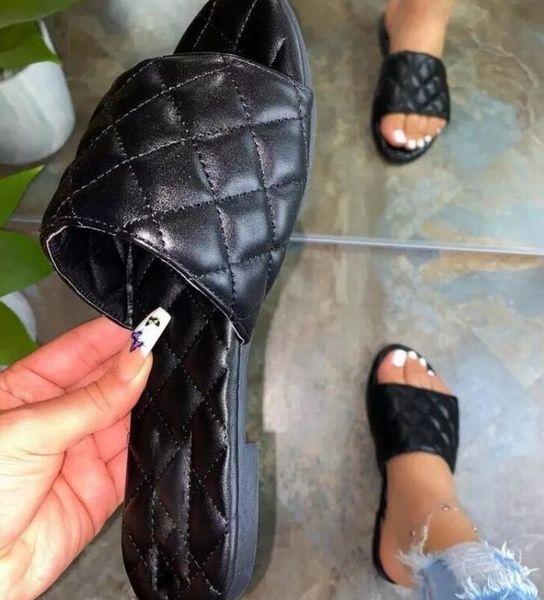 

2022 fashion women sandals slippers pearl oversize square toe slides summer pink flat ladies elegant1797270, Black