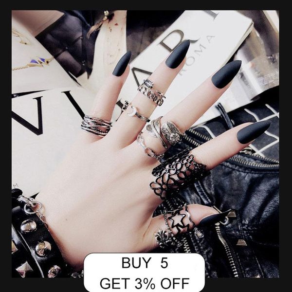 

false nails punk long pointe fake nail art decoration ballerina artificial press on with jelly glue full cover stylish daily social manicure, Red;gold