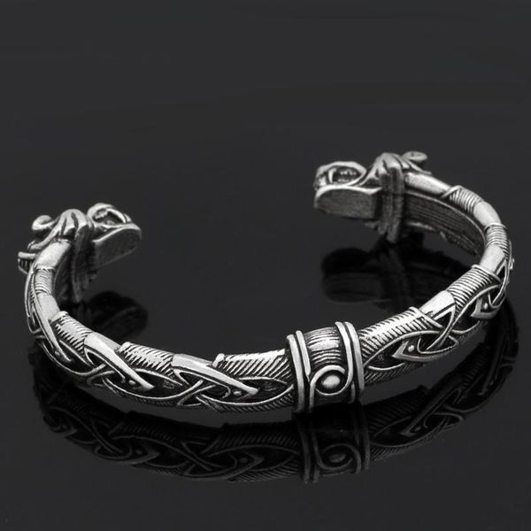 

link, chain s style vikings bangle men's nordic double dragon jewelry, Black