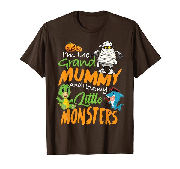 

i'm the grand mummy and i love my little monsters t shirt, White;black