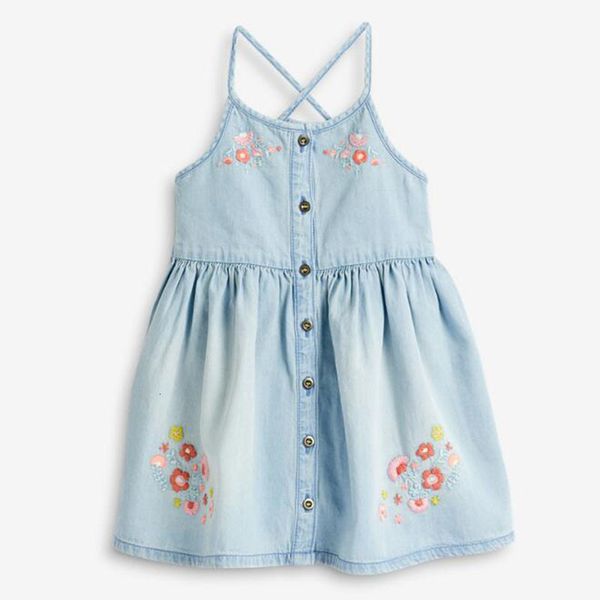 

summer baby girls sleeveless cowboy dresses kids girl cotton princess dress clothing kids casual dress, Blue
