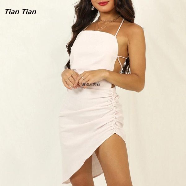 

casual dresses summer sleeveless strapless halter strap asymmetric solid color slim slimming hip dress customization., Black;gray