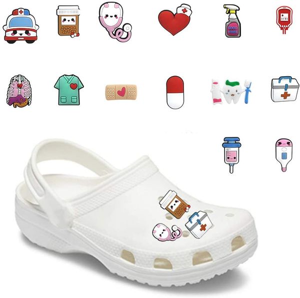 

wholesale pvc cartoon medical shoe charms custom designer for clog, White;pink
