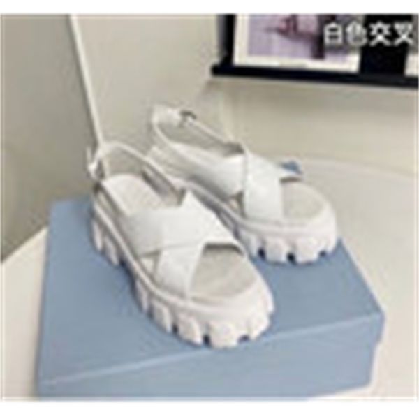 

sandals slippers 2021 summer new p leather thick bottom sandals women's tank bottom crossed one line with elevated sandals zly, Black