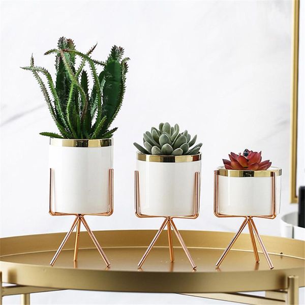 

vases nordic hydroponic flower pot set ceramic iron art vase minimalism green plant flowerpot office home decoration