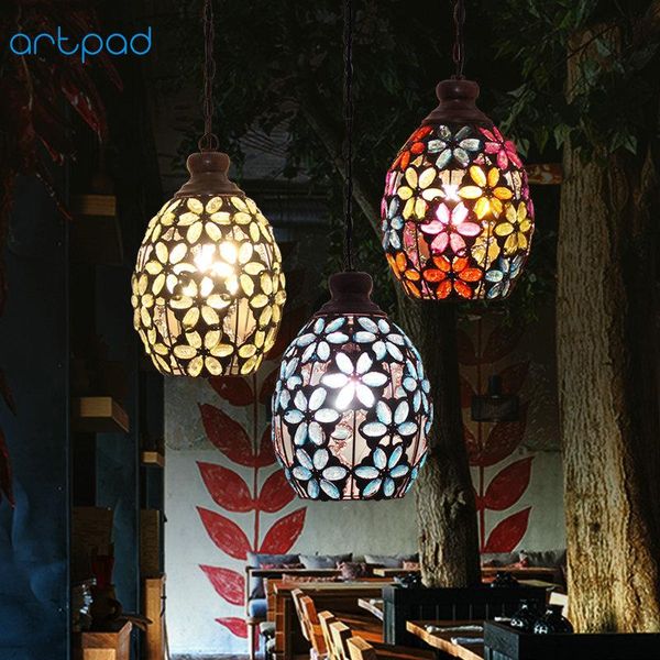 

pendant lamps artpad american vintage lamp glass lampshade metal led nordic bohemia restaurant lights for el living room