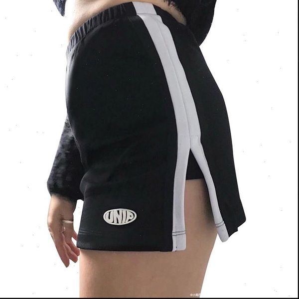 

summer high waist skirt shorts women split striped cycling running shorts femme biker shorts mujer pantalones clothing size, White;black