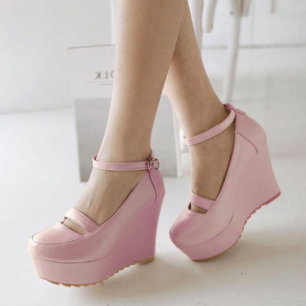 

dress shoes arrivals women mary janes wedges heels sandals sweet girls mul-ticolor footwear female, Black