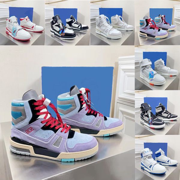 

2021 luxury designer men casual shoes fashion high mixed color flat soled outdoor running sports trainers vintage man breathable basketball, Black