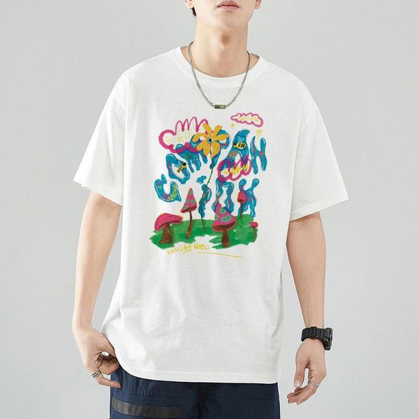 

men's t-shirts sunday mood print t-shirt arrival of men fashion100% cotton designer shirts rod ulzzang harajuku graphic anime tees 2021, White;black