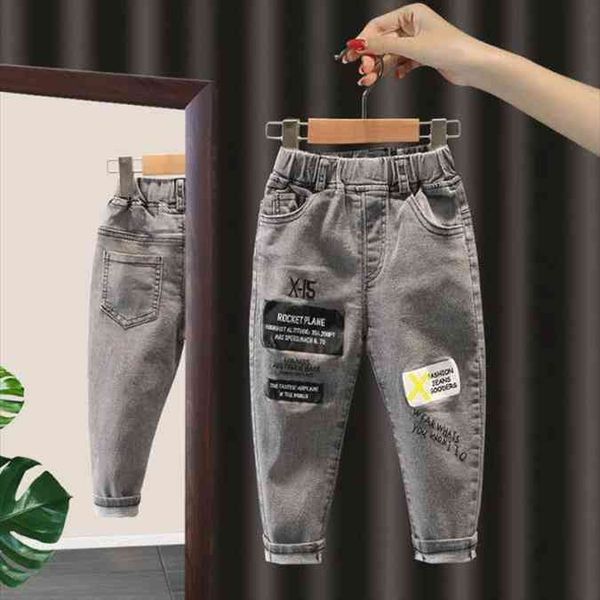

boys denim jeans boys pants spring and autumn kids jeans for girls letter children size: 90-130, Blue
