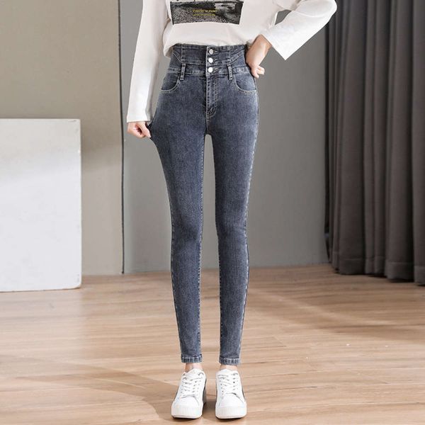 

autumn and winter high waist elastic slim hip tight pants, Blue