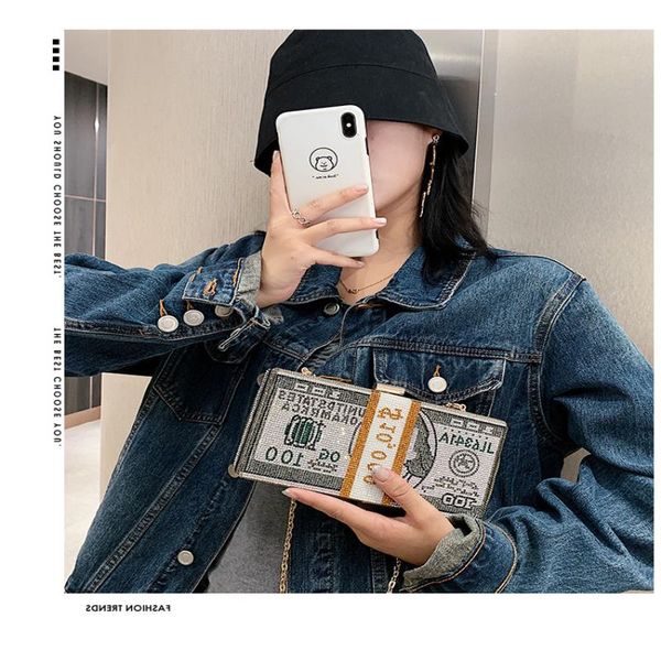 

2020 women's fashion chain handbag bags bag shoulder cross-border ins new personality diamond-studded dollar pkvgg