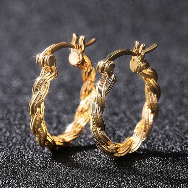 

hoop & huggie huitan simple stylish gold color earrings hoops women twist band female cool accessories versatile jewelry drop sh, Golden;silver