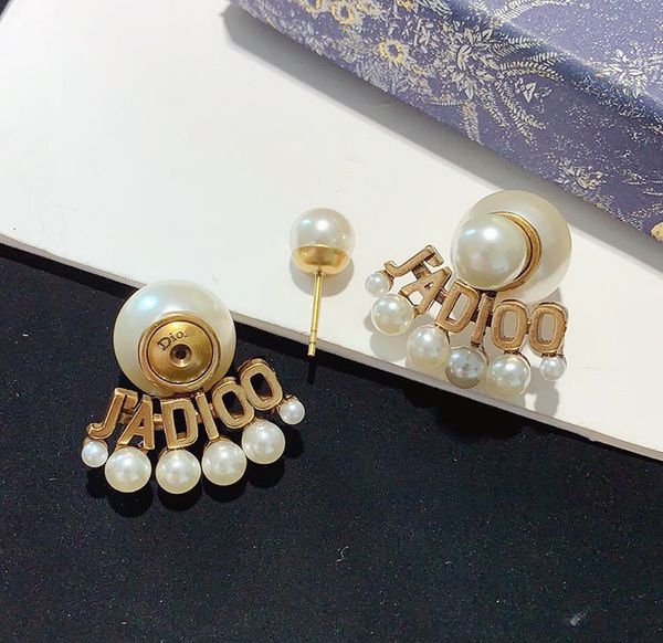 

dijia / dejia 2021 temperament fan pearl earrings female high version 925 sier needle anti allergy, Golden
