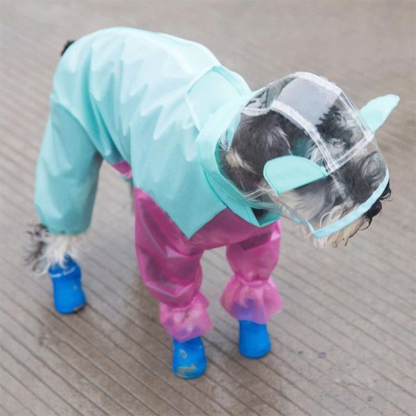 

dog apparel overalls raincoat transparent hood jumpsuit diy cut for small dogs pet waterproof clothes teddy bear outdoor rain coat