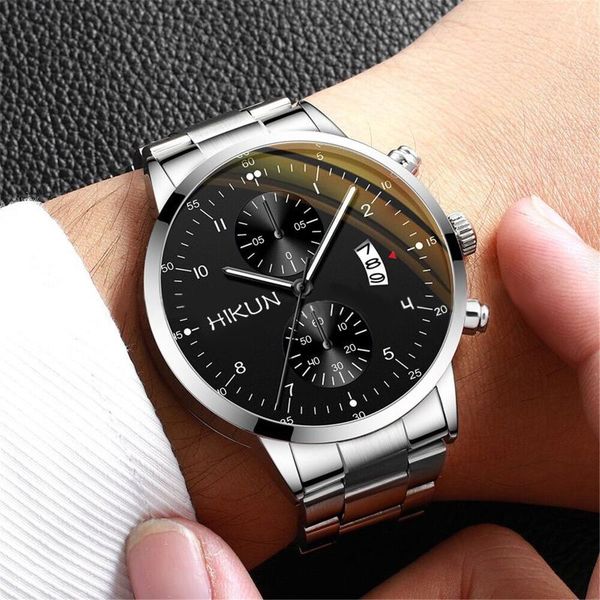 

wristwatches men quartz watches casual fashion stainless steel wrist watch bracelet sports digital relogio masculino gift 2021, Slivery;brown