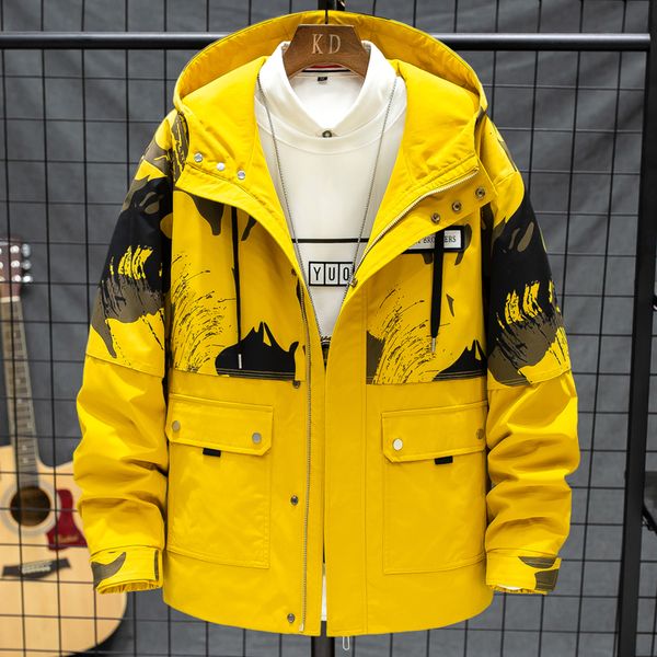 

2021 men slim fit spring fall fashiont trend loose casual chic new arrival camouflage jacket male plus size efrc, Black;brown