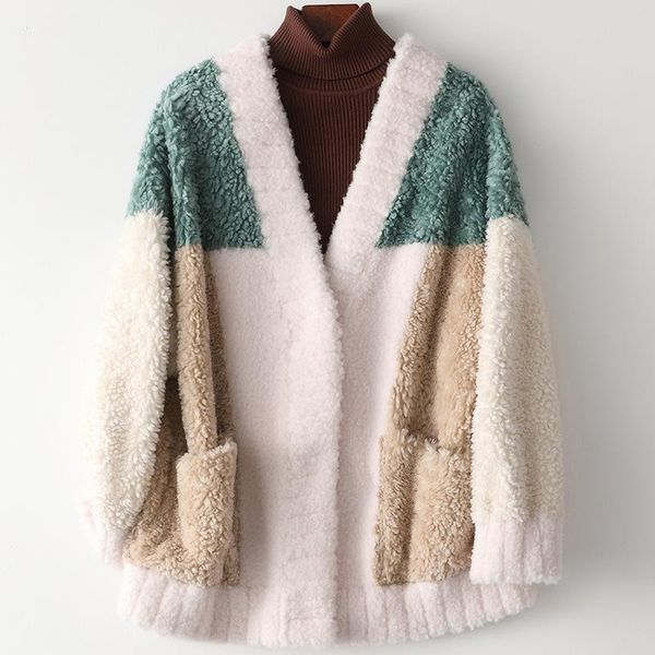 

winter splicing wool coat for women thick warm fall fashion new fur outwear casual camel hair jacket windbreak soft overcome, Black