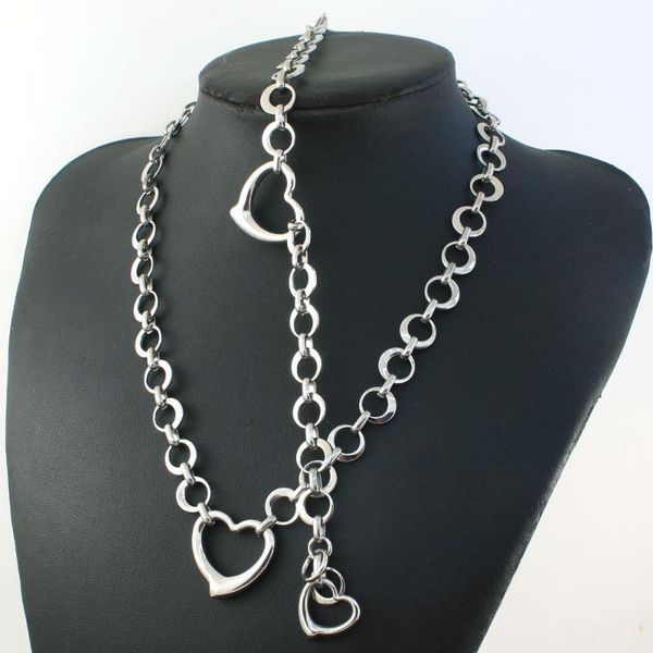 

earrings & necklace est chain heart stainless steel fashion jewelry silver color bracelet sets for women gift sgezbbca
