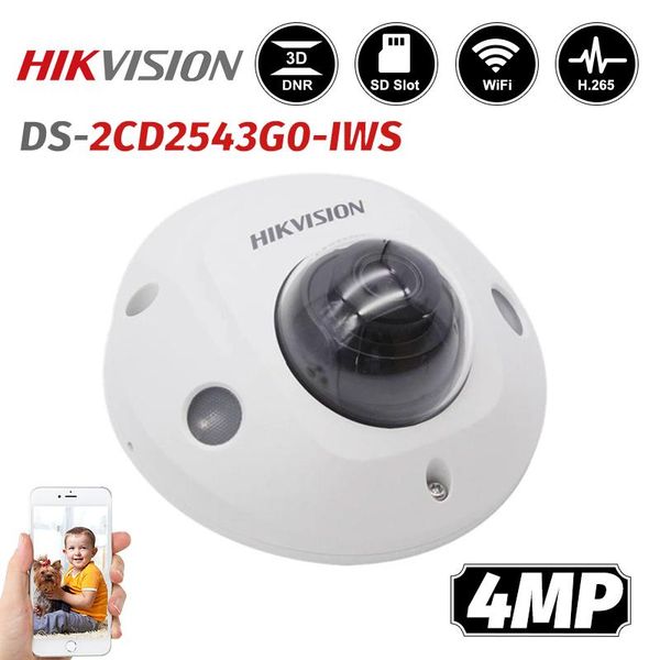 

hikvision wifi ip camera ds-2cd2543g0-iws 4mp wireless mini dome security ip cam poe h.265+ built-in microphone
