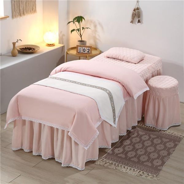 

bedding sets custom logo 4-6pcs beauty salon massage spa use bedspread duvet cover bed skirt quilt sheet