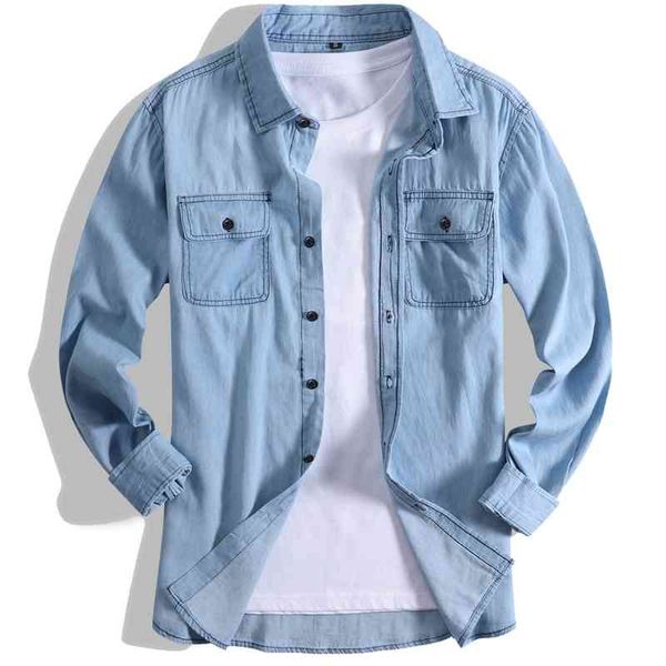 

spring 2021 new men's loose long sleeve casual denim shirt 4008, Black