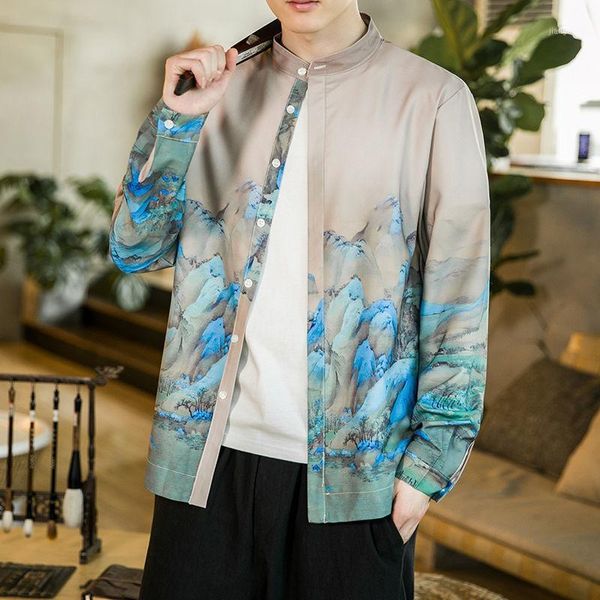 

men's jackets 2021 print tang retro jacket frog button bomber men chinese style vintage ropa de hombre casual club outfit, Black;brown