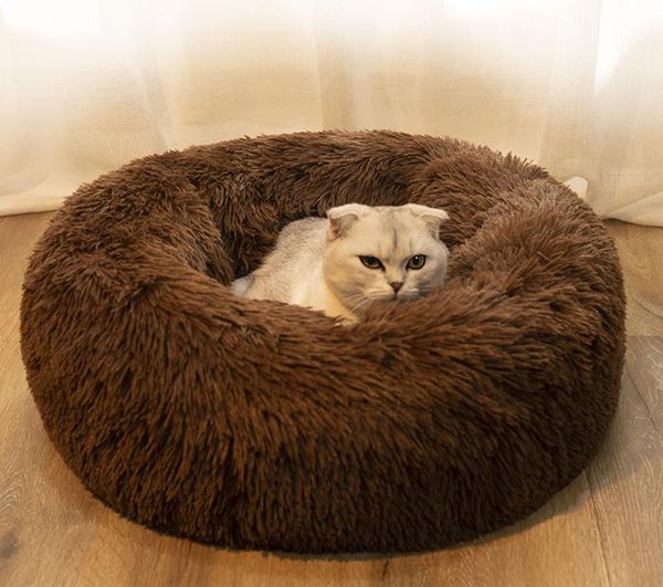 

kennels & pens kennel plush round dog beds winter warm pats pet nest cat supplies