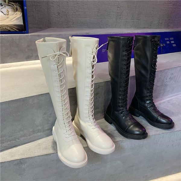 

boots shoes zipper women over knee boots-women luxury designer flat heel round toe over-the-knee 2021 fashion rubber ladies lea, Black