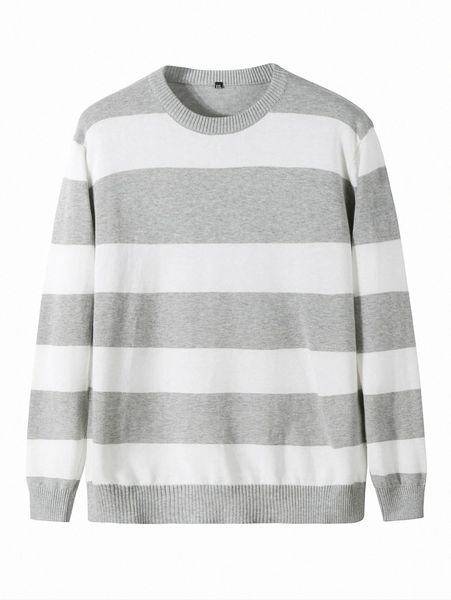 

men block stripe pattern sweater 55ld#, White;black