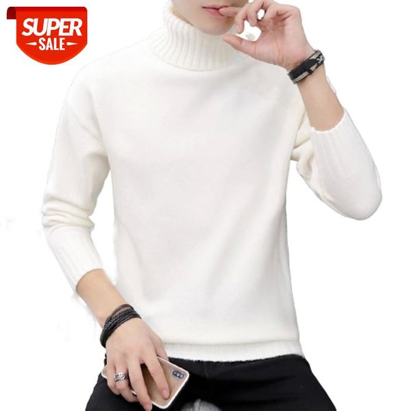 

2020 men winter high neck thick warm sweater men turtleneck brand mens sweater slim fit double collar pullover knitwear male #s27s, White;black