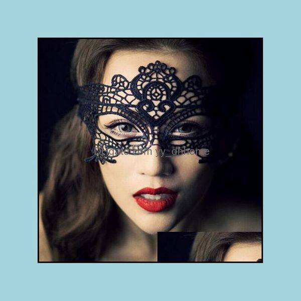 Partymasken Festliche Lieferungen Hausgarten Mode Maskerade Halloween Exquisite Spitze Halbgesichtsmaske für Dame Schwarz Weiß Option Sexy Drop