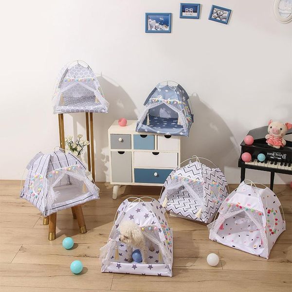 

kennels & pens pet suppliessummer tent nest removable and washable semi-closed net red small medium-sized dog cat bed