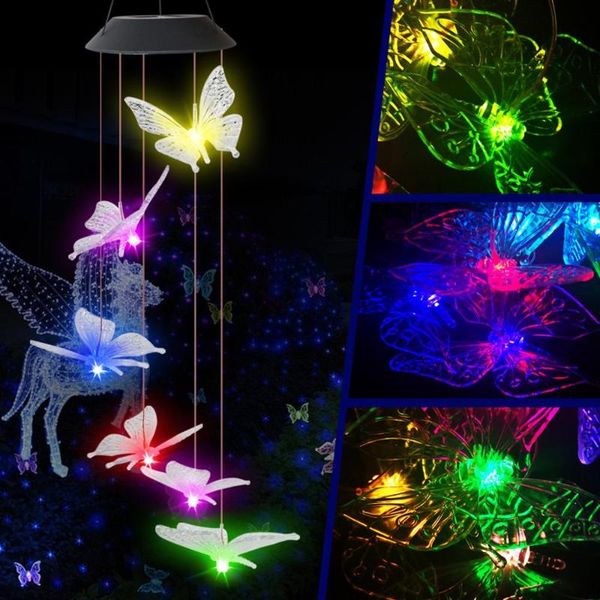 

solar lamps light wind chime lamp cute shape outdoor waterproof led hanging garden corridor christmas tree decoration