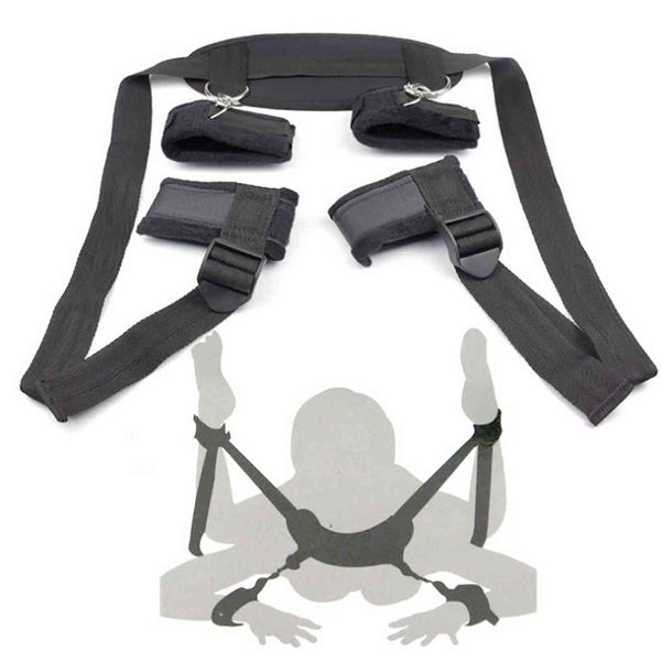 Bondags Erótico BDSM Bondage Restrições Ajustáveis ​​Arnês Harness Handcuffs Neck Ankle Cuffs Adulto Casais Flertando Sexo Brinquedos Para Mulher 1122