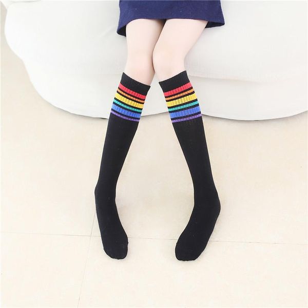 

socks & hosiery black white striped over the knee for kids children solid color spring autumn cute overknee stockings