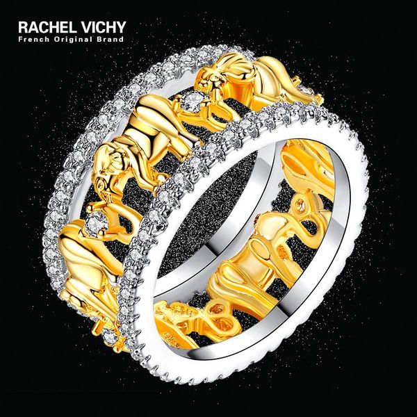 

wedding rings rachel vichy golden elephant hollow for women creative simple lady luxurious zircon ring fashion jewelry size 6-9 wl-r252, Slivery;golden