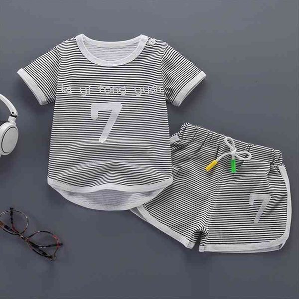 

kids korean short sleeve two piece summer baby cotton boys girls pants suit, White