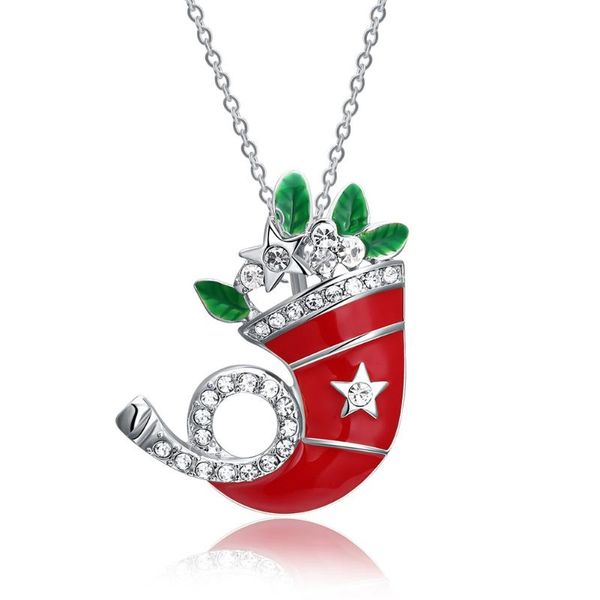 

pendant necklaces silverhoo christmas dripping hat zircon necklace for women 18 inch tricolor lady fashion jewelry anniversary gift, Silver